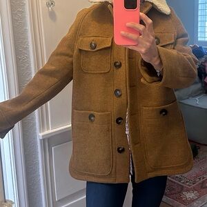 Brown Wool Coat with White Collar